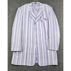 Falcone Blazer Mens 46R Lavender White Striped 4-Button Dapper Suit Jacket